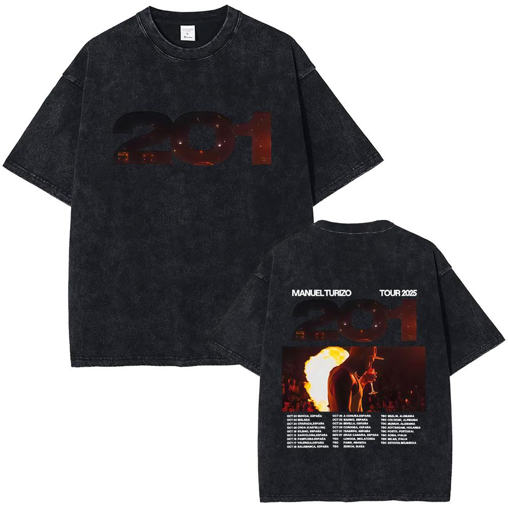 Rapper Manuel Turizo Album Washed Vintage Tshirt Summer Men Women Hip Hop Fashion Pop Music T Shirts Unisex Cotton Tshirt