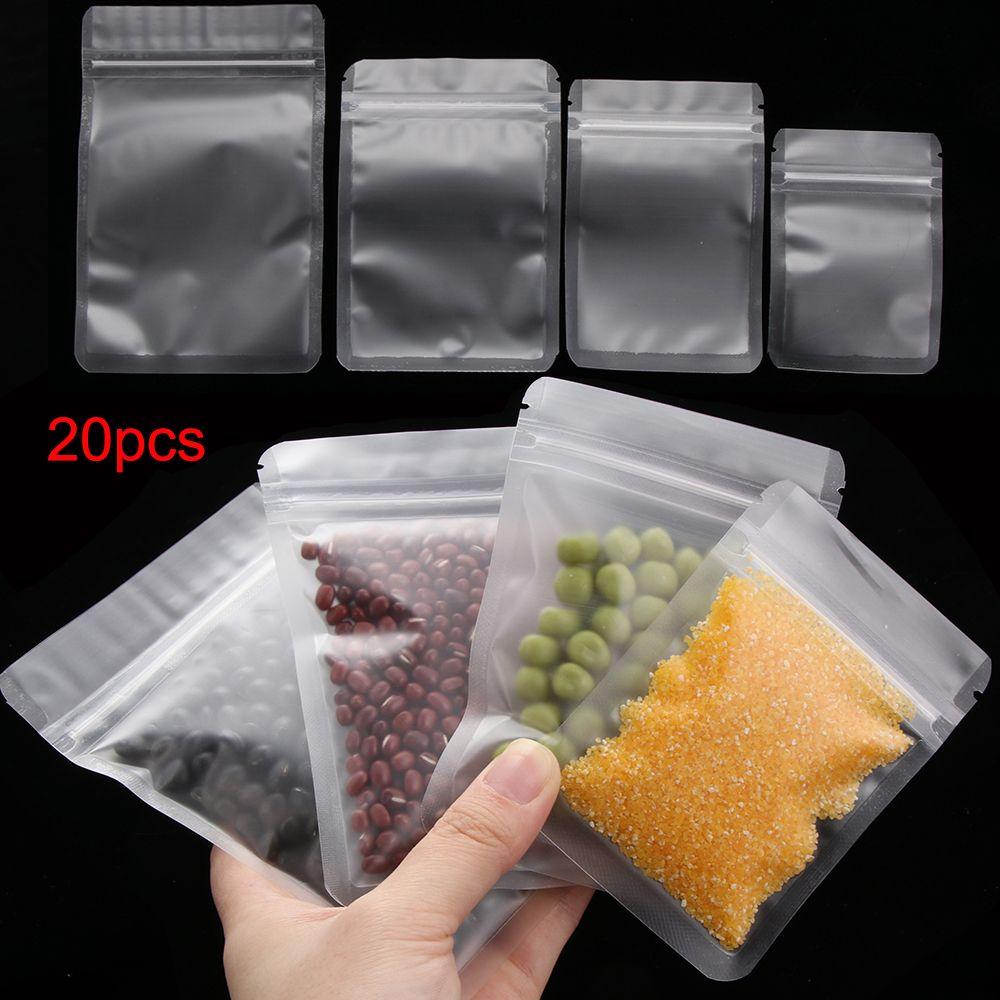 20 Pcs Pack Waterproof Transparent Self Seal Packaging Bag Zipper Storage Reclosable Pouches