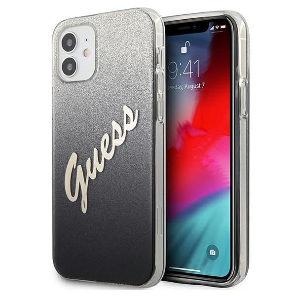 Guess Guhcp12Spcuglsbk Iphone 12 Mini5,4 Czarny/Black Hardcase Glitter Gradient Script