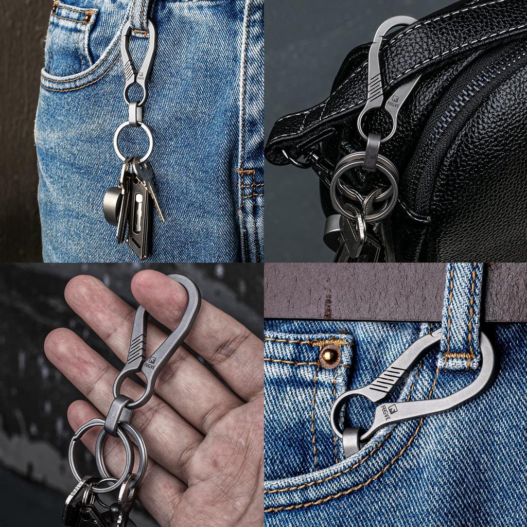 TISUR карабин титановый брелок цепочка маленький стильный автомобильный дом брелок мужской (Карабин серый/Ti-B)