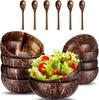 2/4/6pcs Coconut Bowl and Spoon Set 100% Natural Coconut Shell Kitchen Vegan,Buddha Smoothie Coco Bowl Birthday Gifts for Women