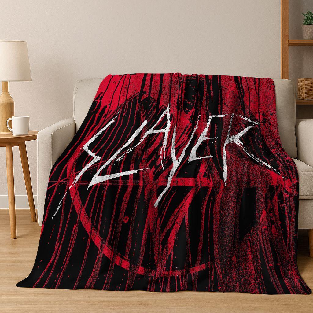 2026 Slayer Heavy Metal Rock Band Skull Art Flannel Blanket,Cozy Soft Throw Blanket for Home Bedroom Bed Sofa Picnic Cover Gift