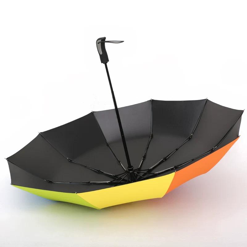 Black Rubber Female Student Foldable Automatic Sunshade Large Umbrella