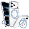 Модный прозрачный магнитный чехол для телефона для iPhone 17 Air 16 15 14 Plus 13 Pro Max, 360-градусный держатель-кольцо для MagSafe, противоударный чехол