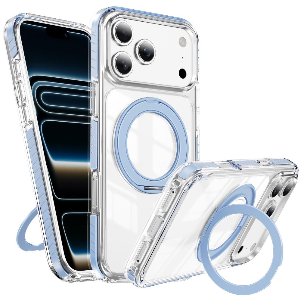 Модный прозрачный магнитный чехол для телефона для iPhone 17 Air 16 15 14 Plus 13 Pro Max, 360-градусный держатель-кольцо для MagSafe, противоударный чехол
