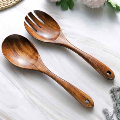 1 шт. Деревянный набор ложек и вилок для готовки, деревянная ложка, деревянная вилка, ложка для салата, вилка для пасты, кухонная утварь, костюм