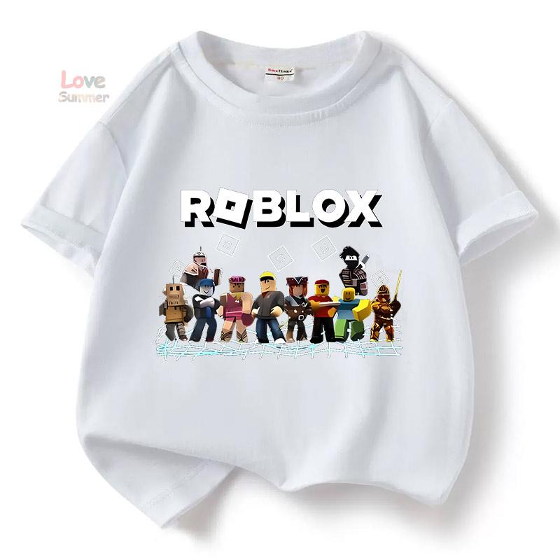 Детская футболка Robloxing для мальчиков Спортивная хлопковая футболка Детская Мультяшная унисекс Короткий рукав Повседневная Уличная Одежда Harajuku