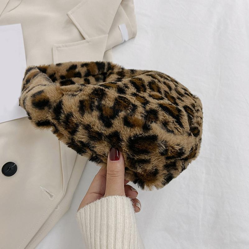 Yogodlns Сумка через плечо подмышкой, новая модная переносная сумка через плечо в стиле вестерн, меховой обруч с леопардовым принтом, женская сумка с набивкой