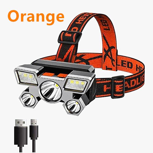 2022 HF 5LED налобный фонарь USB Перезаряжаемый портативный фонарик Фонарь налобный фонарь 4 режима Открытый Кемпинг Рыбалка Велоспорт Охота Фара
