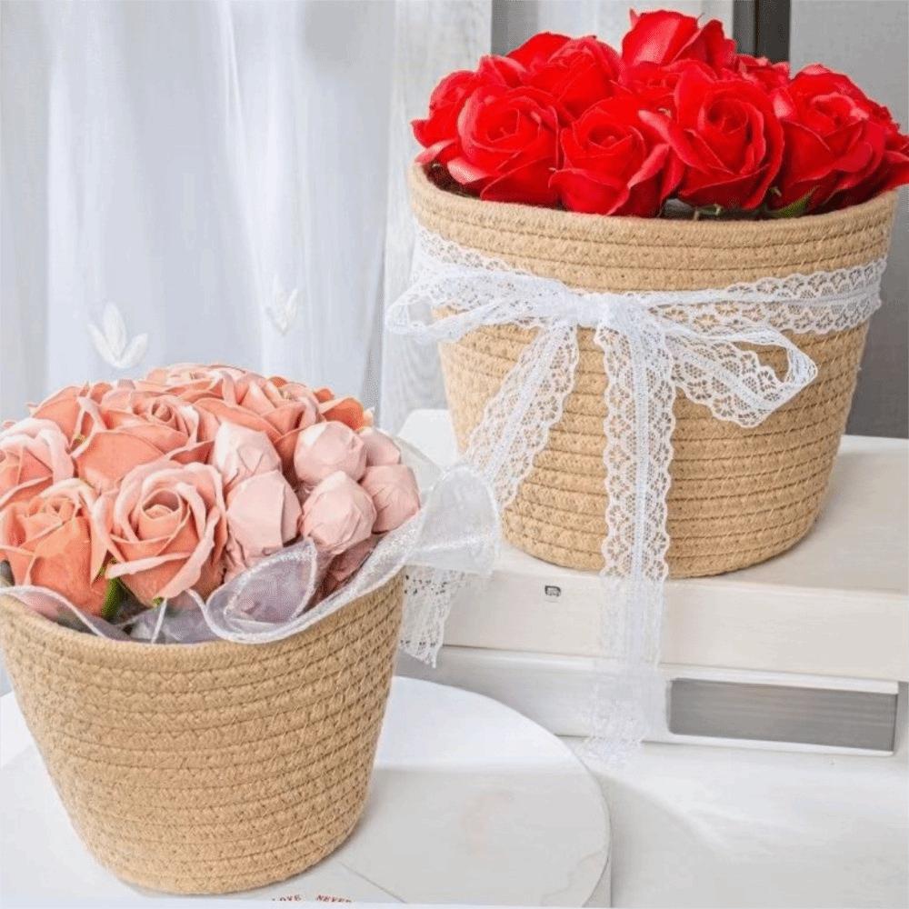 Modern Cotton Rope Woven Basket Nordic Style Woven Flowerpot Storage Basket Garden Use