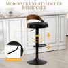 Set of 2 360 degrees Rotating Bar Stools with Backrest, Black Walnut Wood, PU Seat Cushion, Height-Adjustable (Black PU Leather)