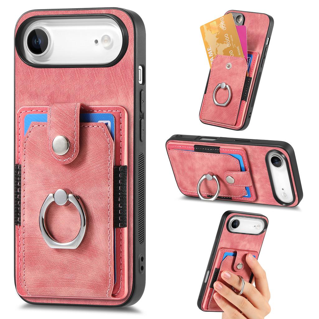 For iPhone Air Phone Case Leather Back Cover with Card Slots Kickstand