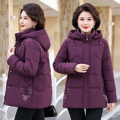 Хлопковая куртка женская средней длины зима 2025 пуховая хлопковая куртка с вышивкой стеганая куртка