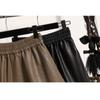 DIMANAF 2024 Plus Size Autumn Winter Shorts Women Solid New PU Leather Casual Loose Wide Leg Pants Short Pants