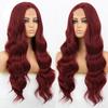 Длинный волнистый винно-красный синтетический парик для женщин; термостойкий натуральный получастичный парик Лолиты для косплея
