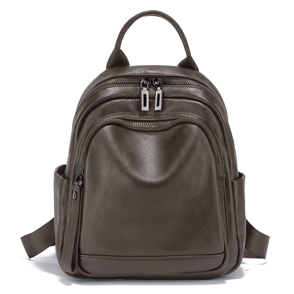 Стильный рюкзак Zency из натуральной кожи для женщин, большая вместимость, натуральный