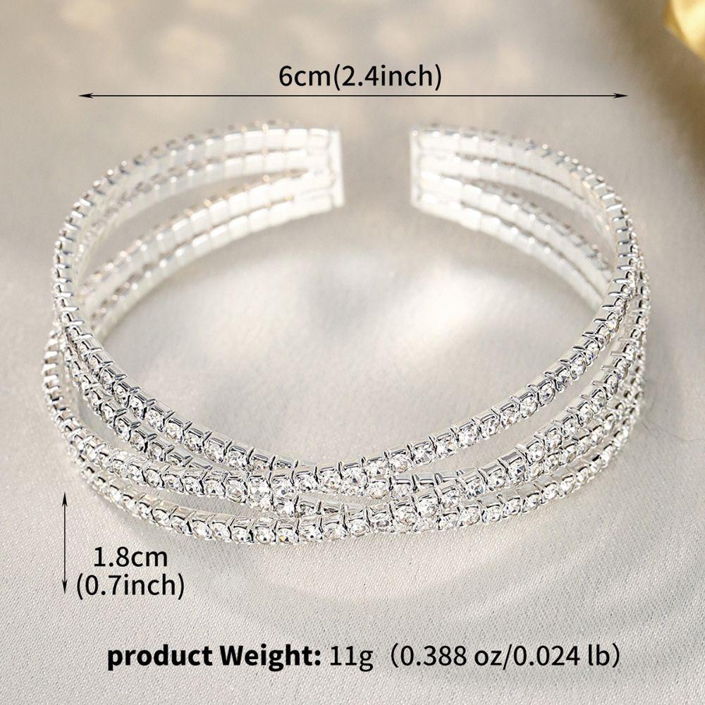 Silver Color Crystal Cuff Bracelet Full Rhinestone Sparkling Bangle Bracelet Bridal Use