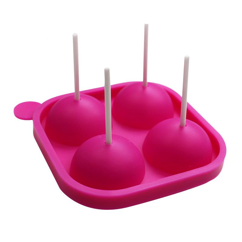 Форма для леденцов с 4 отверстиями и 4 палочками, круглая сферическая силиконовая форма для шоколадного торта, сделай сам, для выпечки
