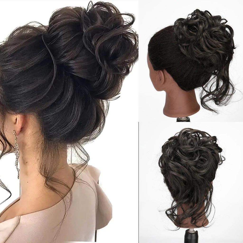 ALAN EATON Зажим для когтей, грязная булочка для женщин, синтетический волнистый вьющийся хвостик, шиньон для повседневной носки, многоцветный вариант, 10 дюймов