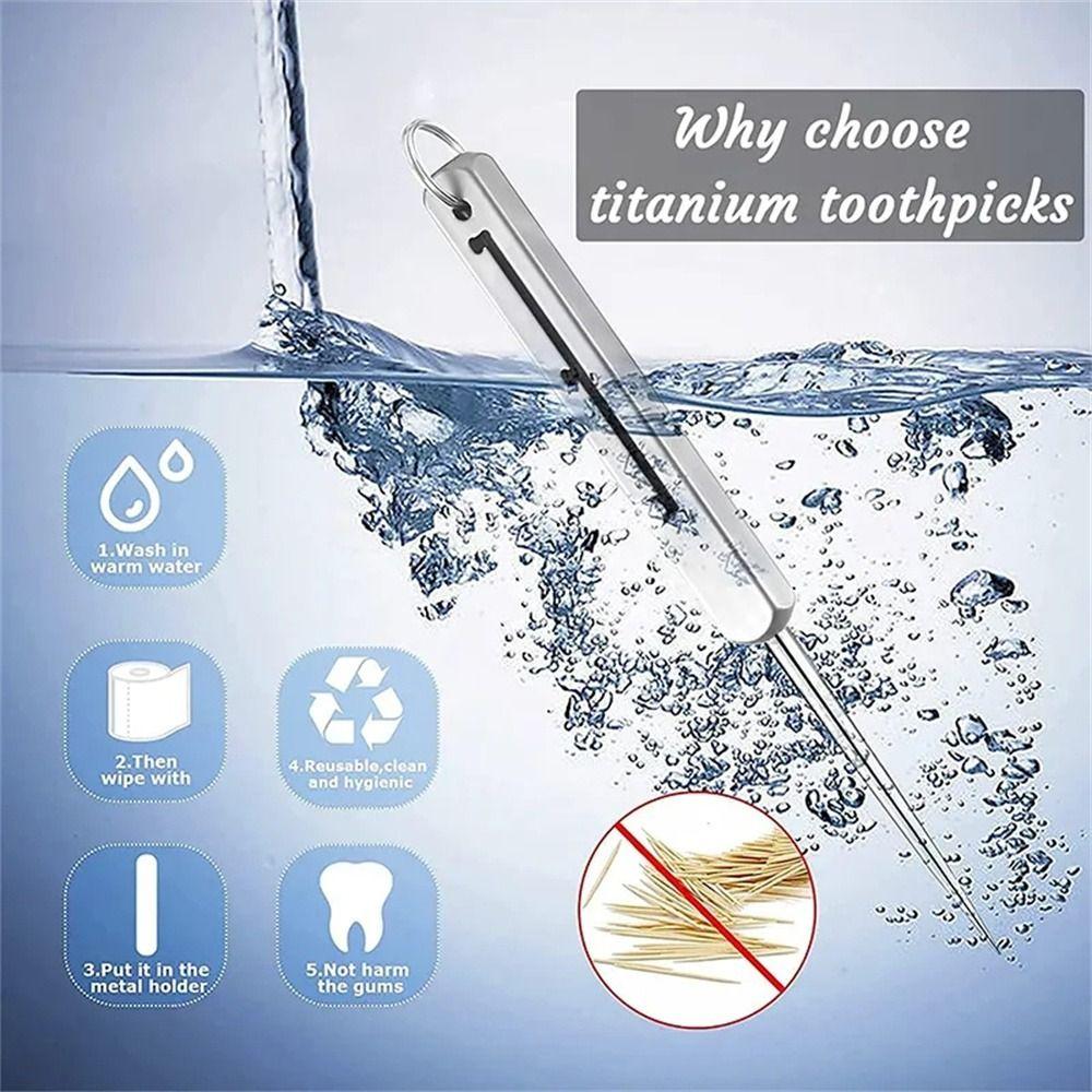 Push-pull Titanium Toothpicks Telescopic Fruit Toothpick Portable Metal Toothpick Outdoor Picnic