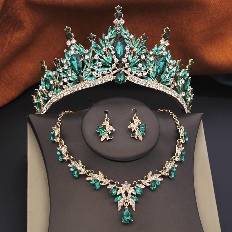 Bridal Jewelry Sets for Women Wedding Crown Birthday Tiaras and Choker Necklace Earrings Bride Party Costume Jewelry Accessories