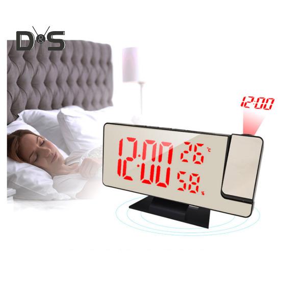 Светодиодный цифровой будильник с большим экраном, многоцелевой проектор в формате 12/24 часа, потолочные часы с дисплеем времени и температуры