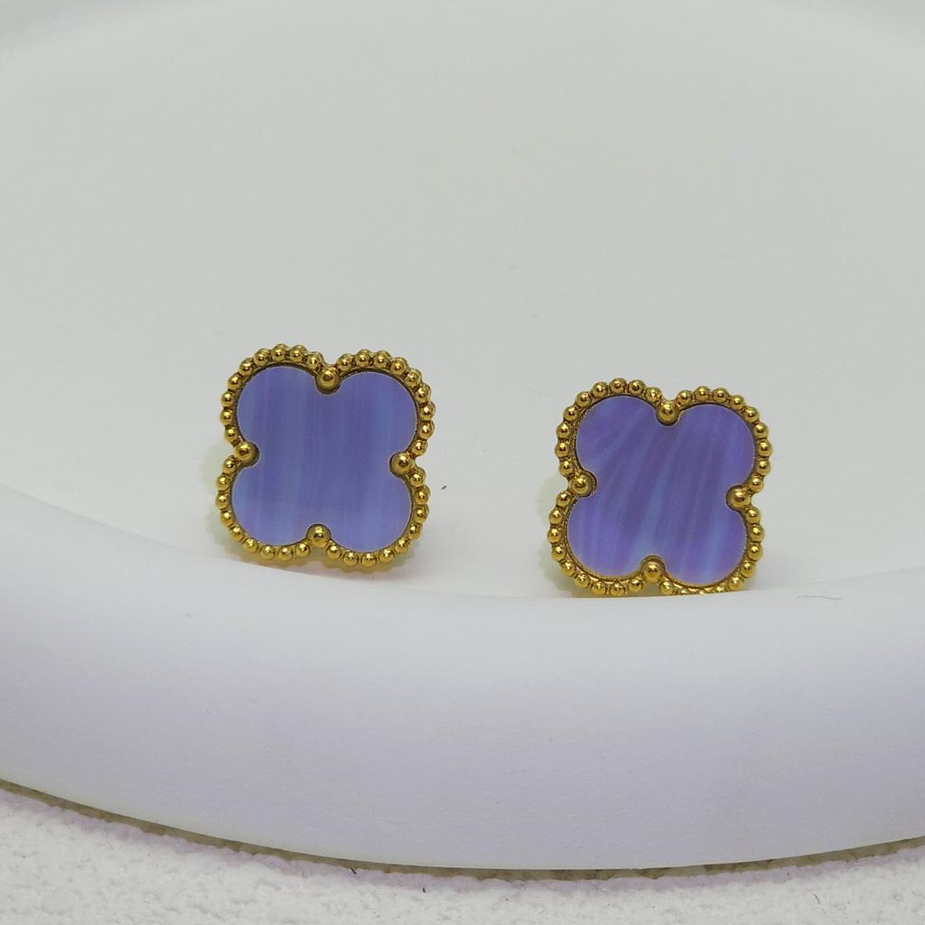 Высококачественная титановая сталь Натуральный перламутр Четырехлистный клевер Серьги для женщин 18K Модные Премиальные серьги