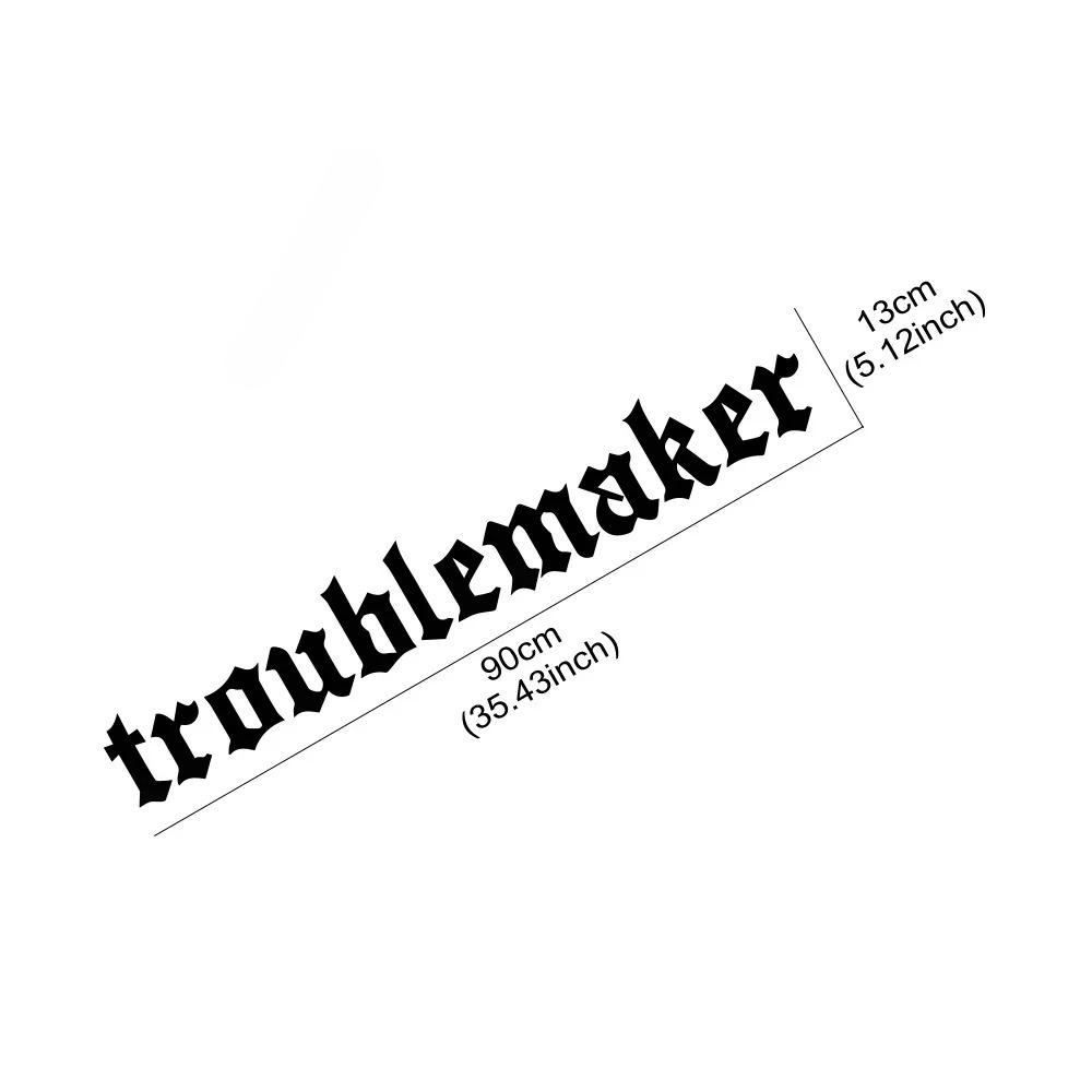 Наклейка на лобовое стекло автомобиля с буквой 'Troublemaker' Водонепроницаемая виниловая наклейка на заднее стекло автомобиля Креативная наклейка для украшения кузова в гоночном стиле