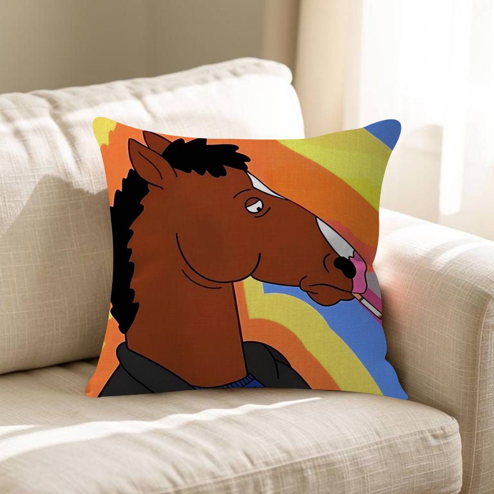 B BoJack Horseman Personalized Pillow Cover Kids Bedroom Wild Party Decor Pillowcase Kid Birthday Shower Gift