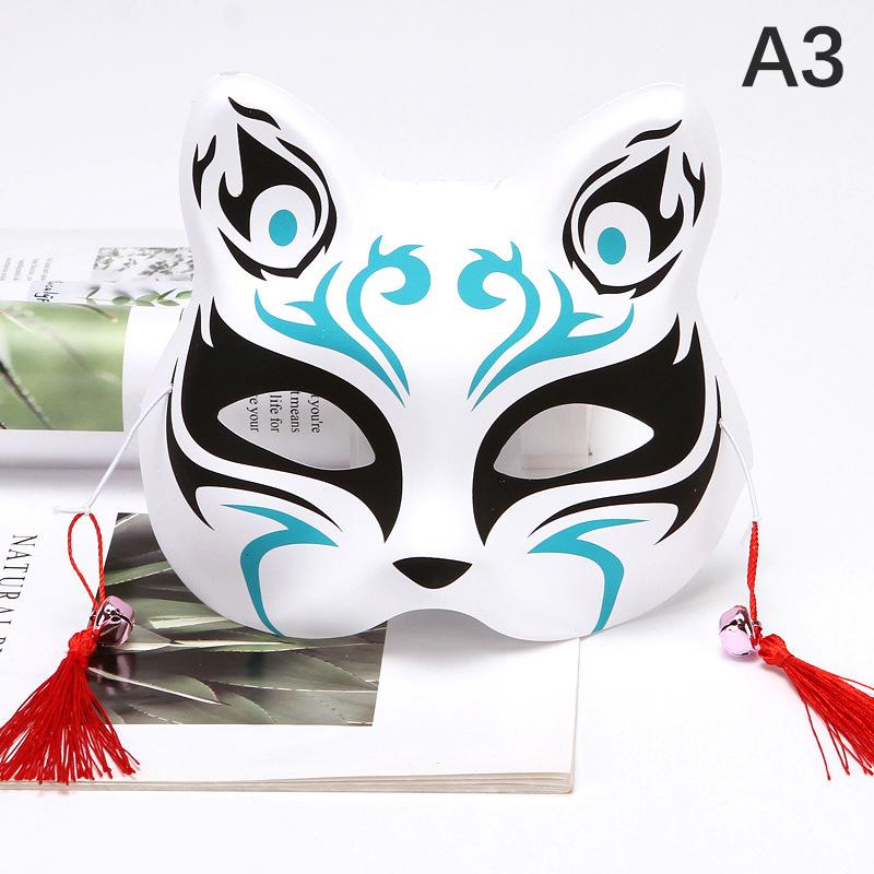 Anime Foxes Mask Japanese Cosplay Rave Hand-Painted Anime Demon Slayer Half Face