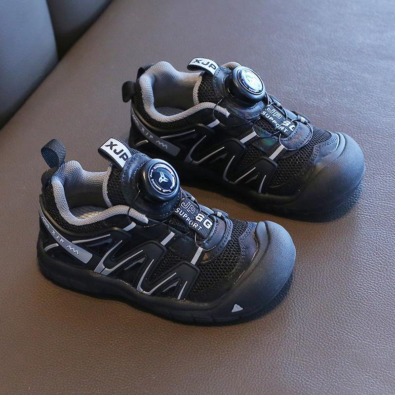 Kids Rotating Buckle Outdoor Sneakers Autumn Soft Sole Non Slip Hiking Running Shoes Boys Girls Lightweight Breathable Walking Trainers