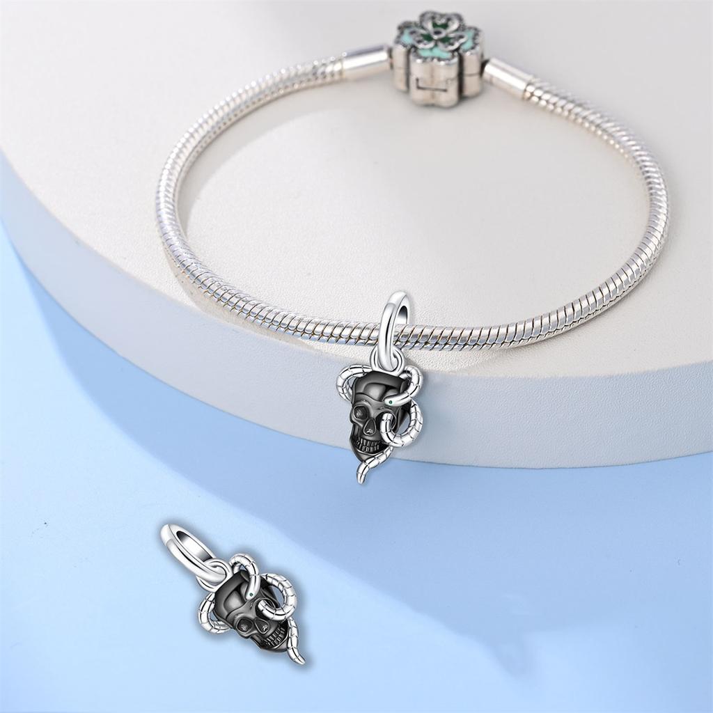 Драгоценные золотые бусины в виде свернувшейся змеи и подвеска-шарм из муранского стекла змеино-зеленого цвета, подходит для браслета, женское медное ожерелье, подарок