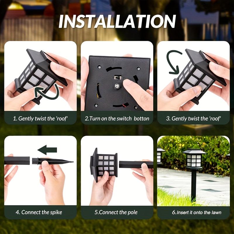 2pcs Solar-Powered LED Pathway Lights - Outdoor Garden & Lawn Decor, Warm Yellow Glow, Landscaping, Solar Garden Lights