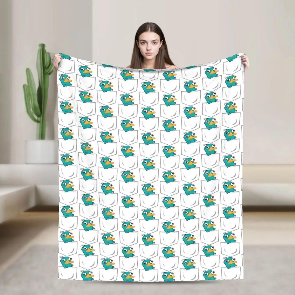Perry the Platypus Cute Meme Blanket Soft Warm Throw for Kids Bed Couch Winter Use Funny Design Quality Bedspread