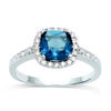 Silver Ring 'Sissi' Silver Blue (rhodium) - 10x10mm (London Blue)