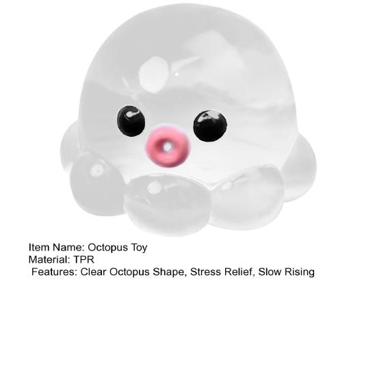 Yousheng 1/5Pcs Stress Relief Octopus Toy Slow Rising Bubble Popping Octopus Squeeze Toy Soft TPR Transparent Octopus Fidget Sensory Toy