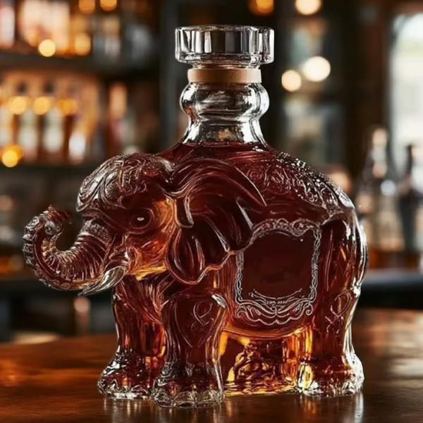 Funny Animal Whiskey Decanter, Wolf Elephant Deer Owl Shaped Engraved Whiskey Glasses, Unique Wine Bottle