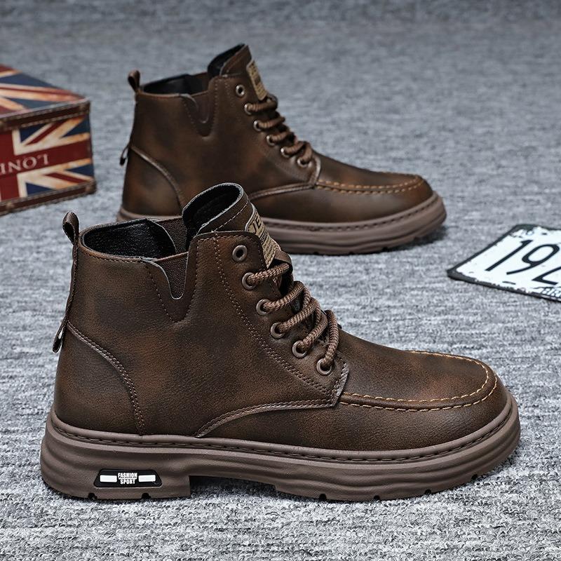 Fashion Mens Boots Fashion Leather Men's Ankle Boots Autumn Outdoor Platform Hiking Designer Luxury Casual High Top Boot Botas Masculino