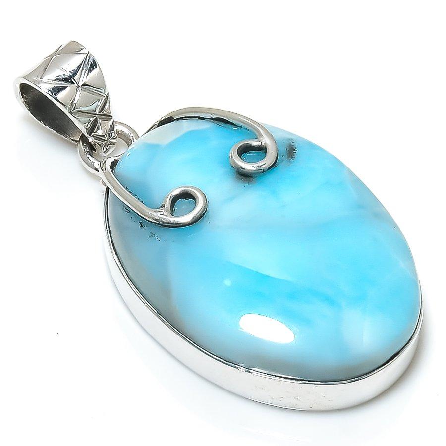 Подвеска Natural Republic с ларимаром, стерлинговое серебро 925 пробы, 1,75", D1h90