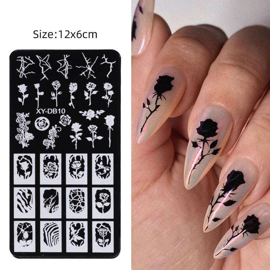 French Style Nails Art Stamp Plates Leaf Flower Stainless Steel Stencils Nail Printing Image Manicure Stamping Tools