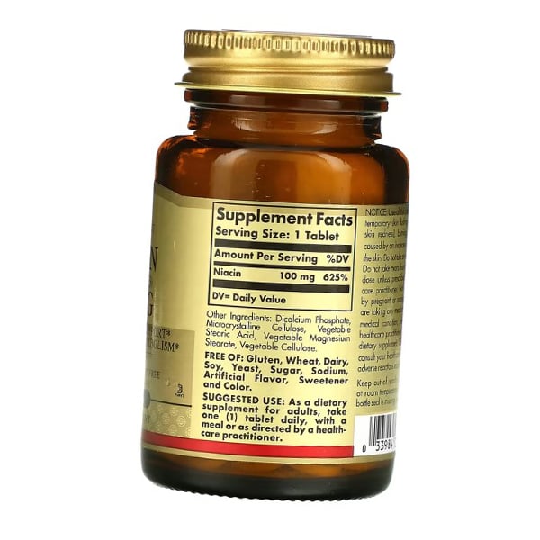 Ниацин, Niacin 100, Solgar  100таб (36313164)