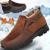 Зимняя повседневная мужская обувь из ткани старого Пекина, хлопковые ботинки большого размера, утолщенные, нескользящие, с плюшевой подкладкой, теплые, на мягкой подошве, обувь для пап среднего и пожилого возраста