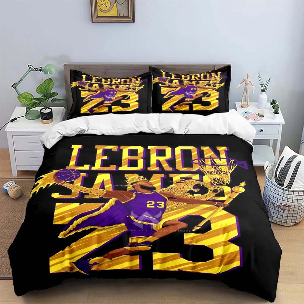 2025 Модный Звезда Баскетбола A-LeBron J-James Печать Комплект Постельного Белья Пододеяльник Одеяло Постель Молодежь Дети Девочки Мальчики Подарок на День Рождения