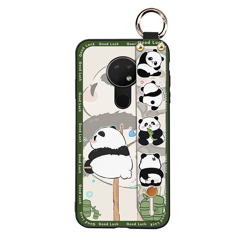 Wrist Strap Durable Phone Case For Nokia 6.2/7.2 Cartoon Fashion Design Waterproof Shockproof Panda Wristband Anti-dust