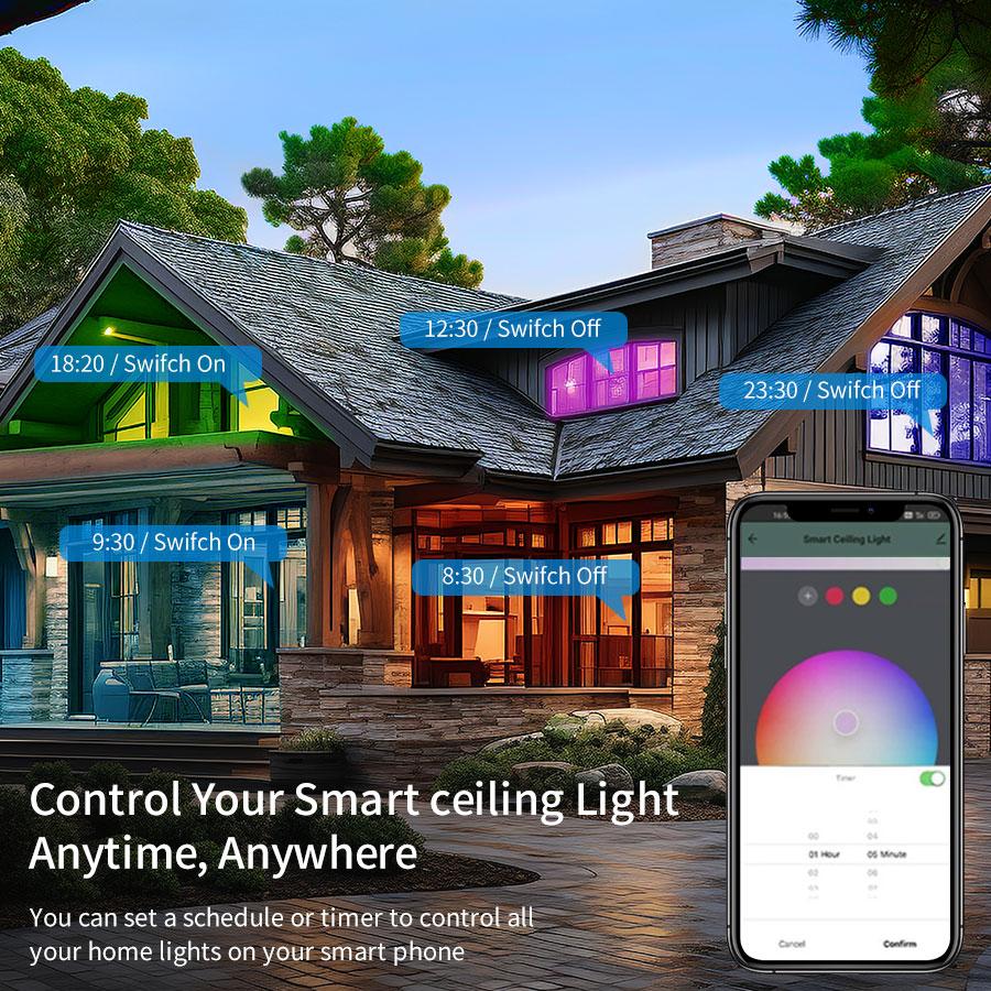 Умный светодиодный потолочный светильник WiFi 24 Вт Cozylife APP Control Voice Control Круглая панель Ambient Lamp AC85-265V Works Alexa Geogle Home
