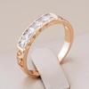 Sparkling Cubic Zircon Hollow Texture Golden Rings for Women Light Luxury Bling Jewelry