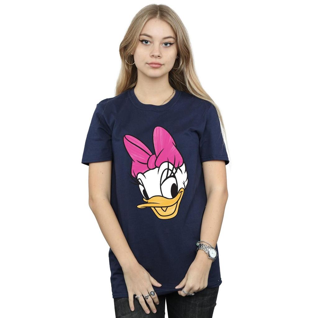 Disney Womens/Ladies Daisy Duck Head Painted Cotton Boyfriend T-Shirt