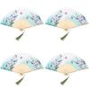 4Pcs Multicolor Bamboo Folding Fan Traditional Chinese Fan for Decor