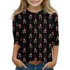 Print Tops For Youth Girls 5-16 Years Round Neck 3/4 Sleeves T-Shirts Trendy Tops Outfit Tees