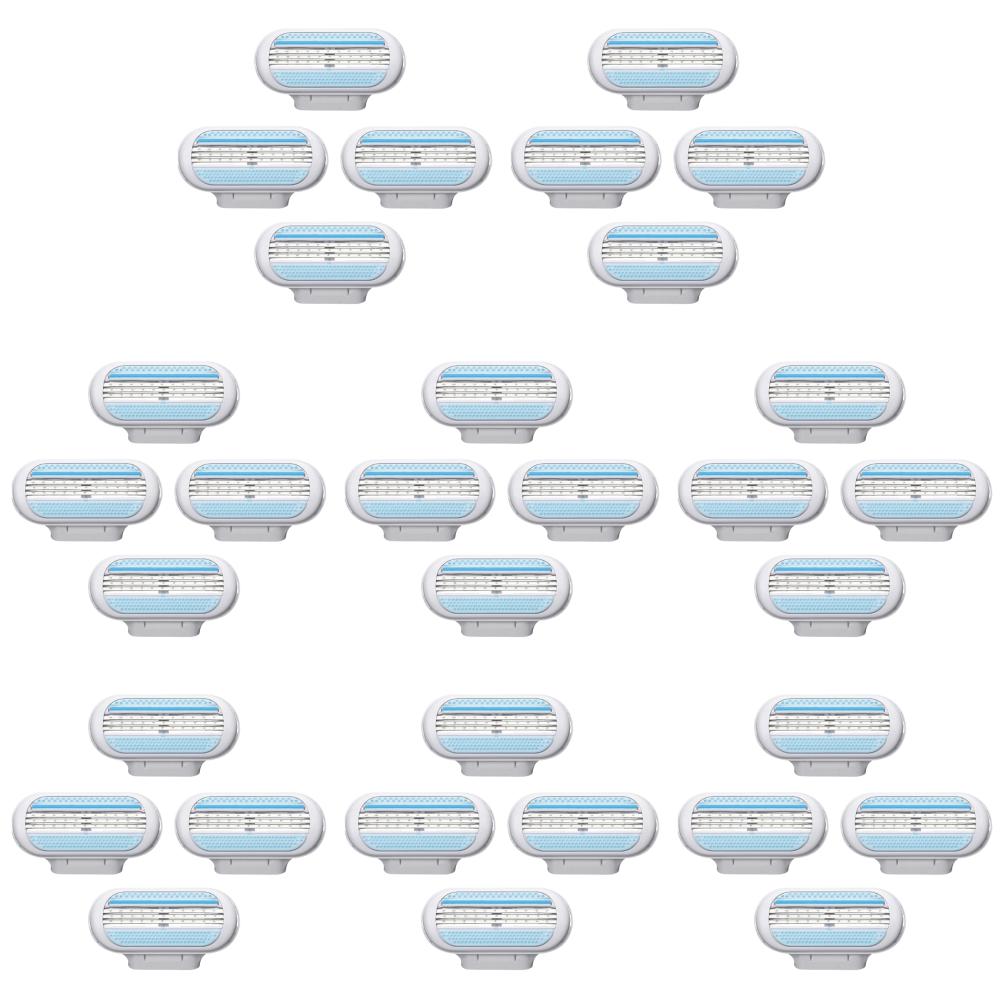 4-40 ШТ. Женские Лезвия для Безопасной Бритвы Бикини Комфортный Удалятор Волос 3-Слойная Сменная Головка Женские Лезвия для Бритья для Бритвы Venus
